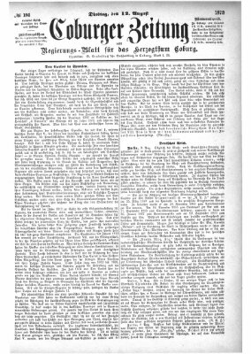 Coburger Zeitung Dienstag 12. August 1873