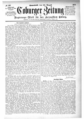 Coburger Zeitung Samstag 16. August 1873