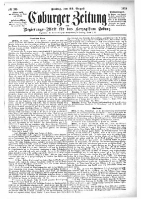 Coburger Zeitung Freitag 22. August 1873