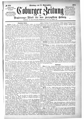 Coburger Zeitung Dienstag 2. September 1873