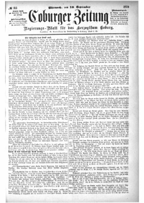 Coburger Zeitung Mittwoch 10. September 1873