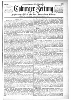 Coburger Zeitung Donnerstag 11. September 1873