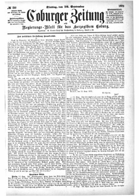 Coburger Zeitung Dienstag 16. September 1873