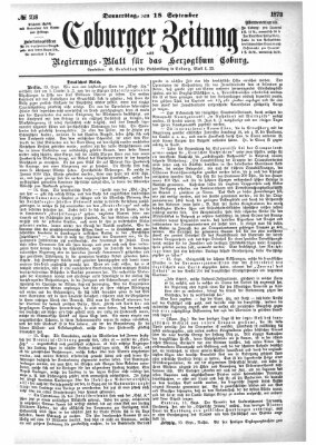 Coburger Zeitung Donnerstag 18. September 1873