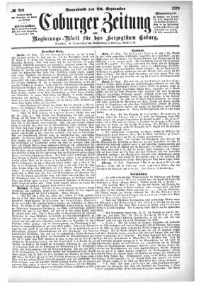 Coburger Zeitung Samstag 20. September 1873