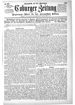 Coburger Zeitung Samstag 27. September 1873