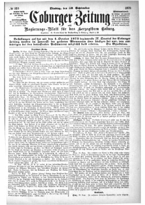 Coburger Zeitung Dienstag 30. September 1873