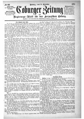 Coburger Zeitung Freitag 3. Oktober 1873