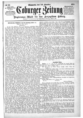 Coburger Zeitung Mittwoch 15. Oktober 1873