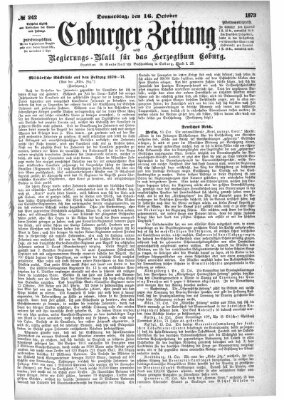 Coburger Zeitung Donnerstag 16. Oktober 1873