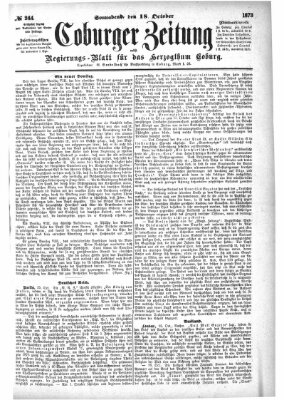 Coburger Zeitung Samstag 18. Oktober 1873