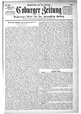 Coburger Zeitung Donnerstag 23. Oktober 1873