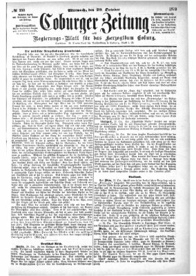 Coburger Zeitung Mittwoch 29. Oktober 1873