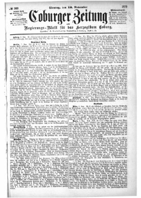 Coburger Zeitung Montag 10. November 1873