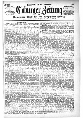 Coburger Zeitung Samstag 15. November 1873