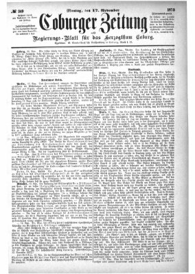 Coburger Zeitung Montag 17. November 1873