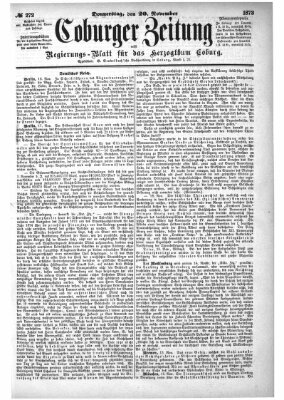 Coburger Zeitung Donnerstag 20. November 1873