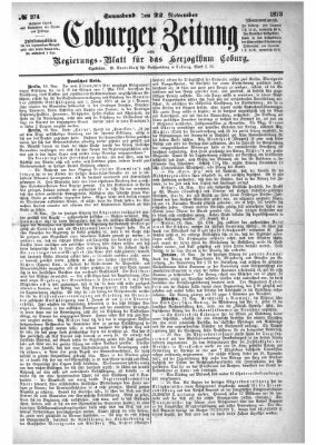 Coburger Zeitung Samstag 22. November 1873