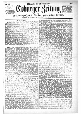 Coburger Zeitung Mittwoch 26. November 1873