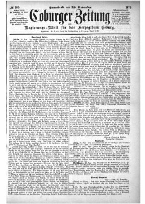 Coburger Zeitung Samstag 29. November 1873