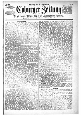 Coburger Zeitung Montag 1. Dezember 1873