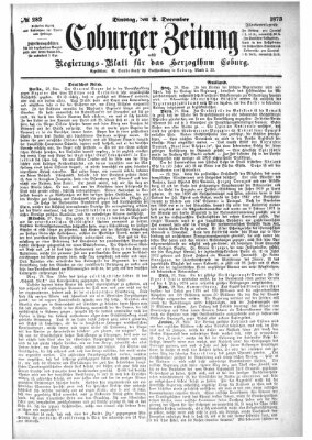 Coburger Zeitung Dienstag 2. Dezember 1873