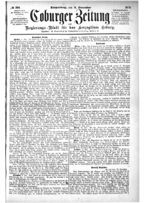 Coburger Zeitung Donnerstag 4. Dezember 1873