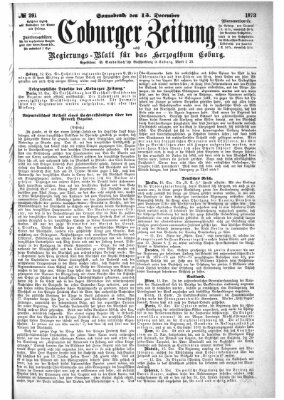 Coburger Zeitung Samstag 13. Dezember 1873