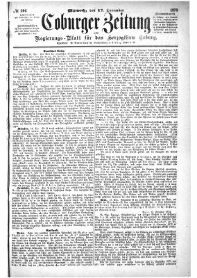 Coburger Zeitung Mittwoch 17. Dezember 1873