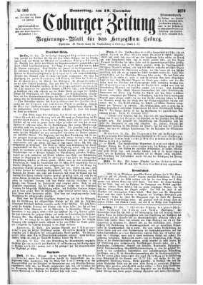 Coburger Zeitung Donnerstag 18. Dezember 1873