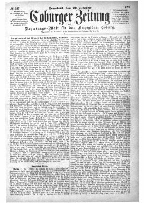 Coburger Zeitung Samstag 20. Dezember 1873