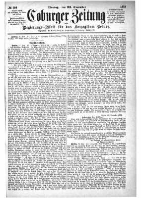 Coburger Zeitung Montag 22. Dezember 1873