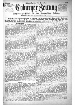 Coburger Zeitung Mittwoch 31. Dezember 1873