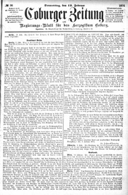 Coburger Zeitung Donnerstag 12. Februar 1874