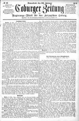 Coburger Zeitung Samstag 28. Februar 1874