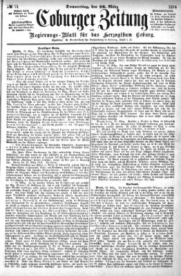 Coburger Zeitung Donnerstag 26. März 1874