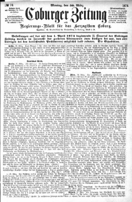 Coburger Zeitung Montag 30. März 1874