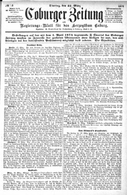 Coburger Zeitung Dienstag 31. März 1874