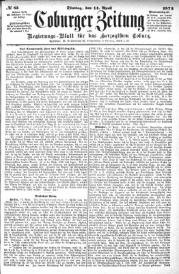 Coburger Zeitung Dienstag 14. April 1874