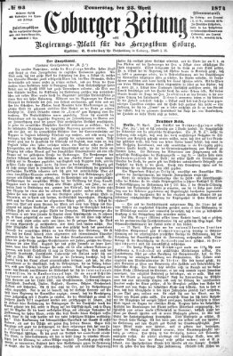 Coburger Zeitung Donnerstag 23. April 1874