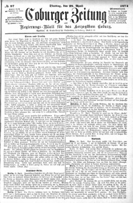 Coburger Zeitung Dienstag 28. April 1874