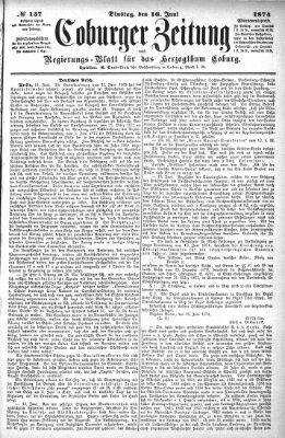 Coburger Zeitung Dienstag 16. Juni 1874