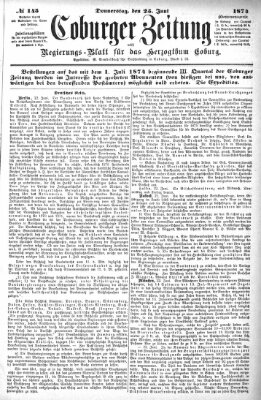 Coburger Zeitung Donnerstag 25. Juni 1874