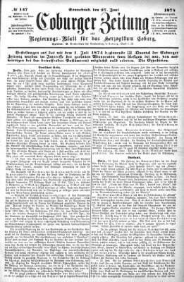 Coburger Zeitung Samstag 27. Juni 1874