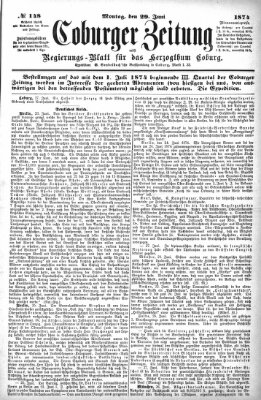 Coburger Zeitung Montag 29. Juni 1874