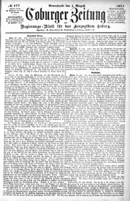 Coburger Zeitung Samstag 1. August 1874