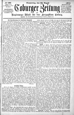 Coburger Zeitung Donnerstag 20. August 1874