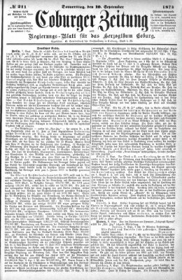 Coburger Zeitung Donnerstag 10. September 1874