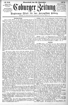 Coburger Zeitung Samstag 12. September 1874