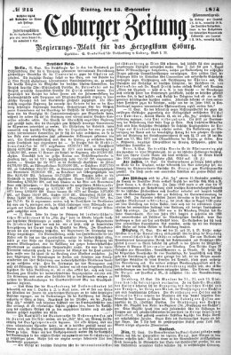Coburger Zeitung Dienstag 15. September 1874